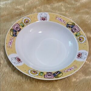 Yellow Kids Cartoon Pig Ceramic 8” Bowl For Cereal/Pasta